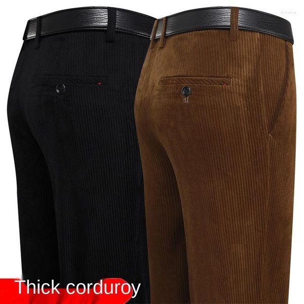 Pantaloni da uomo Inverno Velluto a coste Uomo Pieghettato Nero Marrone Abbigliamento da uomo Pantaloni larghi addensati dritti Per