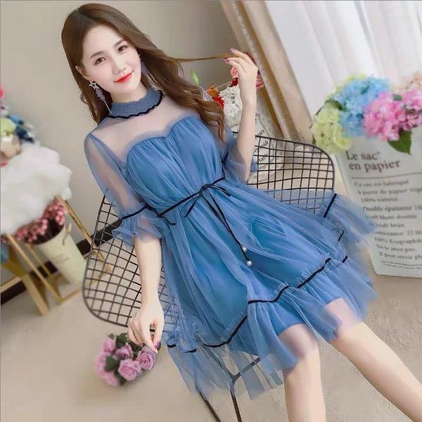 Casual Kleider Frauen 2022 Spitze Mesh Kleid Mädchen Kleidung Vestido De Mujer Femme Robe