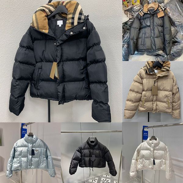 Jaqueta feminina para baixo penas quente curto algod￣o t￩rmico parkas designers de casaco destac￡vel casaco de inverno de inverno