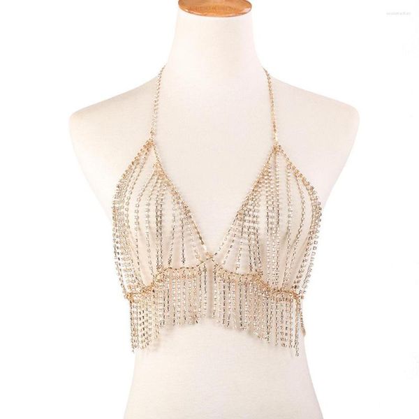 Collane con ciondolo Sexy Nappa di cristallo Corpo Reggiseno Catena Gioielli per le donne Collana seno con strass Petto Lingerie Regalo