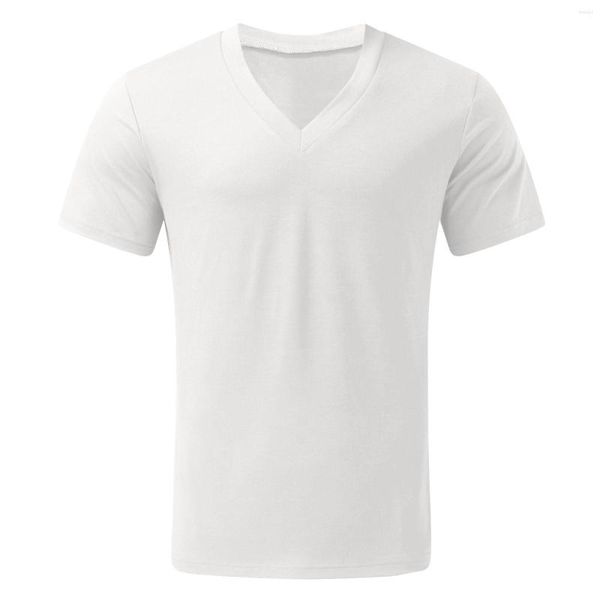 T-shirt da uomo Pullover casual a maniche corte da uomo Uomo 2022 T-shirt a vita bassa bianche estive T-shirt con scollo a V a taglio basso T-shirt comode