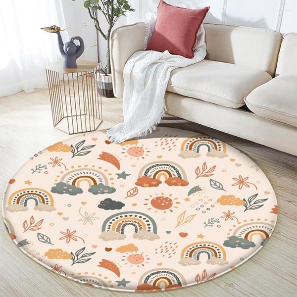 Tappeti Alfombra Infantil Cartoon rotondo tappeto tappeto tappetino camera da letto flanella tappeto animale anti-slip per bambini gioca a decorazioni per la stanza per bambini