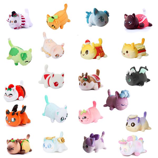 Cute Cat Soft Pillow Plush Boll Toys Christmas Skull Burger Fritta French Fries Bambola 100% Animali in cotone per bambini Gift per le vacanze