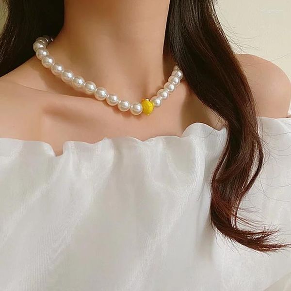 Серия Girl Choker Lovely Жемчужное ожерелье для женщин нежно утиная клавиля цепочка