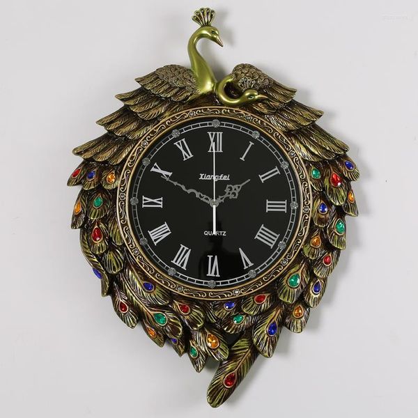 Orologi da parete Orologi pavone europei Soggiorno Arte moderna Grande orologio Personalità creativa Orologio Phoenix vintage Quarzo silenzioso