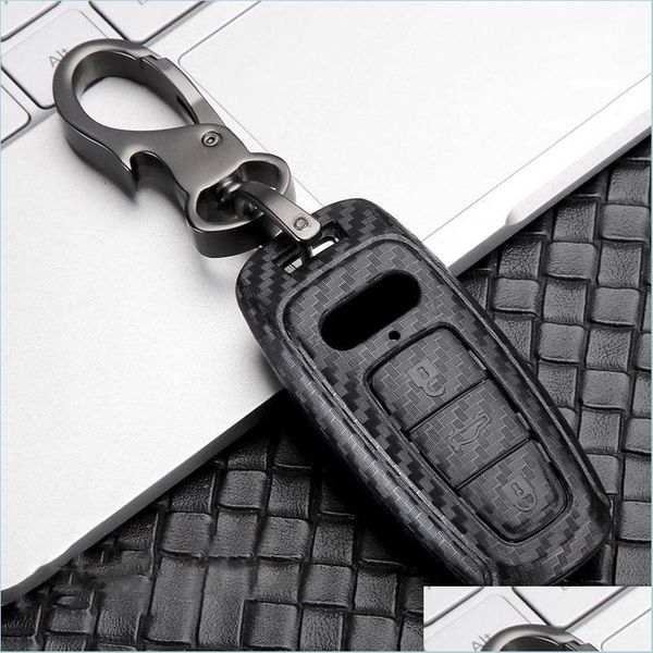 Autoschlüssel Abs Carbon Fiber Autoschlüsseletui Er Für A3 A4 B9 A6 C8 A7 S7 4K A8 D5 S8 Q7 Q8 Sq8 Etron 2021 Zubehör Drop Delivery Mobiles Dhutn