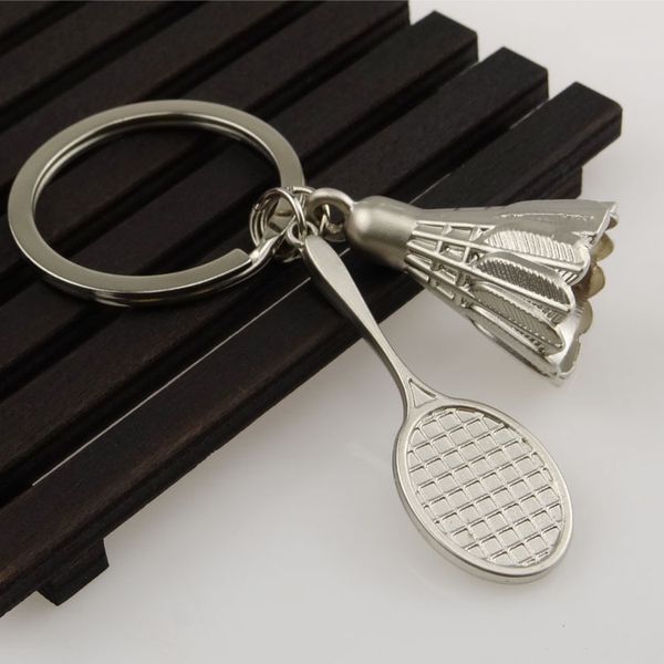 Badminton e Racket Lovers Chain Fashion Fashion Silver Color Car Keychain Key Ring for Men Women Gift Jewelry