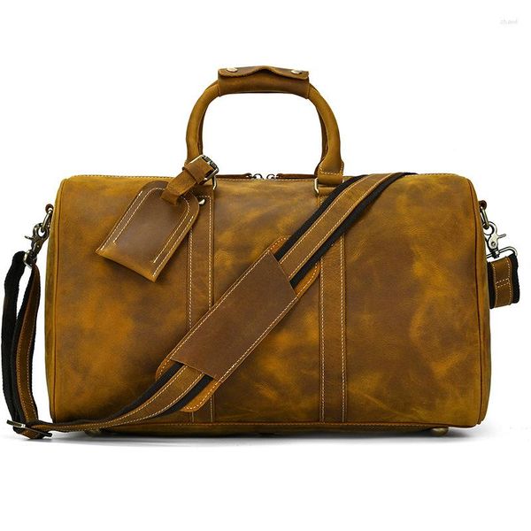 Duffel Bags de alta qualidade Casual Viagem de couro genuíno Men Bolsa de laptop Bolsa de grande capacidade Mensageiro