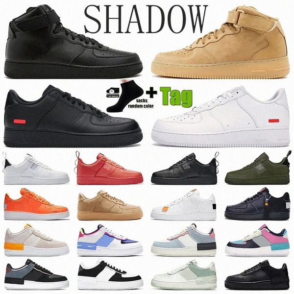 LM Designer One Running Shoes Mens Classic 1 Mid 07 Men Mulheres High Gangue Flyline Ones Low Cut All White Preto Black Low Shadow Outdoor Treinadores Snea R2SD#