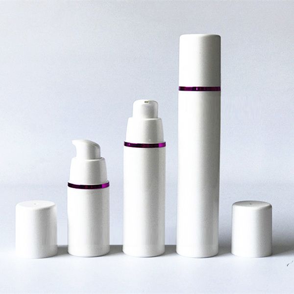 Toptan 200pcs/Lot Boş Losyon Havasız Şişeler Gümüş/Altın/Mor Hat Kozmetik Konteyner Serum Dispenser 15ml 30 50ml