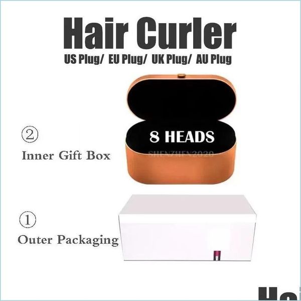 Curling Irons 8 kafa mTifonction hava saçı kıvırma sargısı stil cihazı kurutucu matic demir hediye kutusu kaba ve normal damla teslimat Dhgay