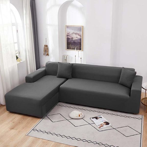 Stuhlhussen, reine Farbe, Sofabezug-Set aus elastischem, allgemeinem Kombinationsstoff, Kunstverzierung, staubdicht, verhindert rutschige Kissenbezüge