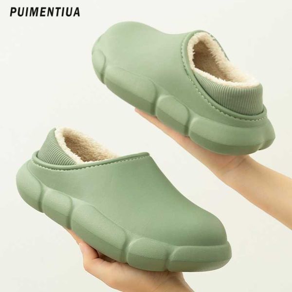 Pantofole Inverno Donna Pantofole di pelliccia Impermeabile EVA Caldo Peluche Casa Scivoli Coperta Casa Spessa Suola Calzature Antiscivolo Solido Coppia Sandali J221102