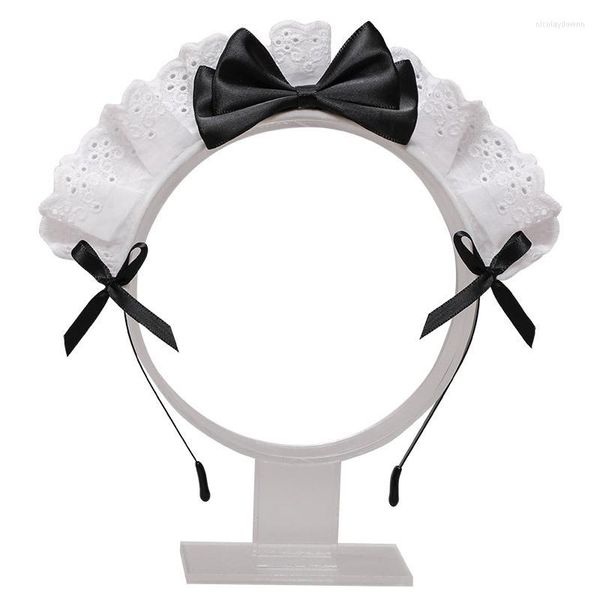 Forniture per feste Fiocco per capelli in pizzo Cameriera Lolita Accessori cosplay anime Bella ragazza Gioco di ruolo Copricapo in maschera Adulti e bambini