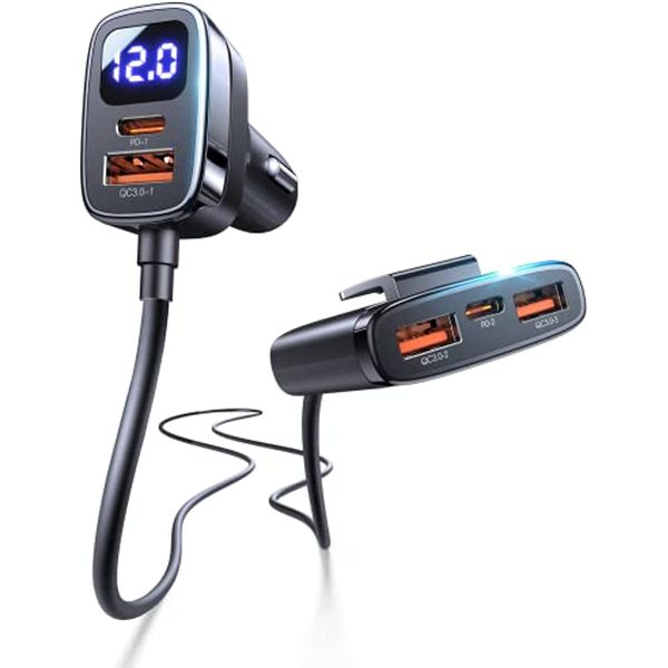 Caricabatteria per auto veloce multiporta 78W 5 in 1 Adattatore per telefono USB PD TYPE-C con display per iPhone Samsung Huawei Google Motorola