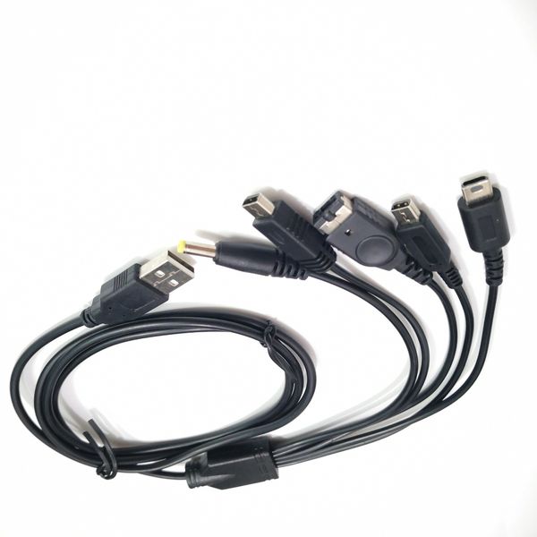 120 cm 5 in 1 USB-Ladekabel Stromleitung für Nintendo Wii U New 3DS 2DS NDSL GBA SP DSi PSP 1000 2000 3000