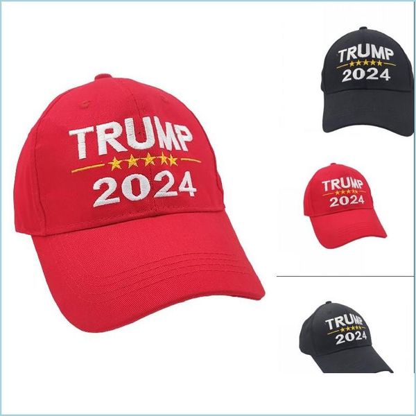 Cappelli da festa 2024 Trump Hat Elezioni presidenziali Lettere Berretti da baseball stampati per donna Sport Regolabile Usa Hip Hop Peak Cap Head W Dhrdh