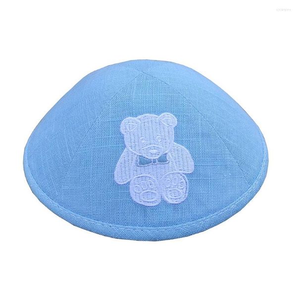 Fábrica de roupas étnicas Custom Sky Blue Kippha Made Kippah Linho Kipa Yarmulke Yamaka