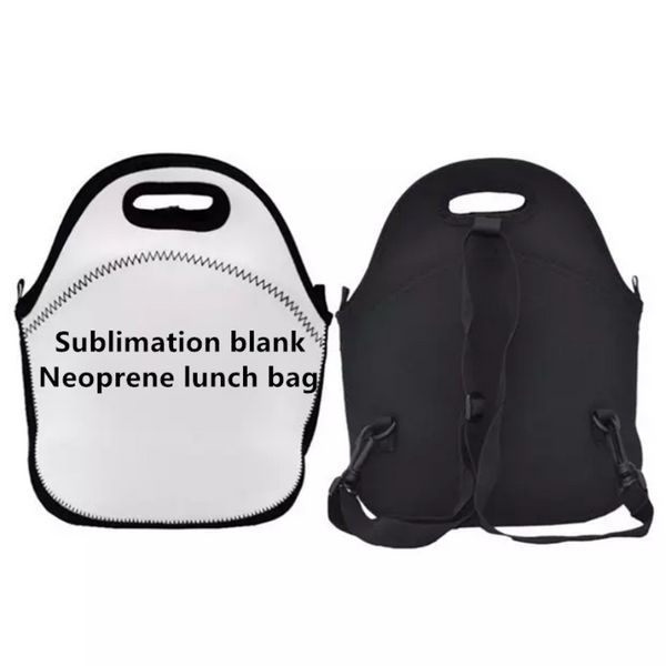 Sublimazione vuoto bianco isolato Neoprene Lunch Picnic Tote Bag con spallacci per adulti bambini Personalizza logo bb1104