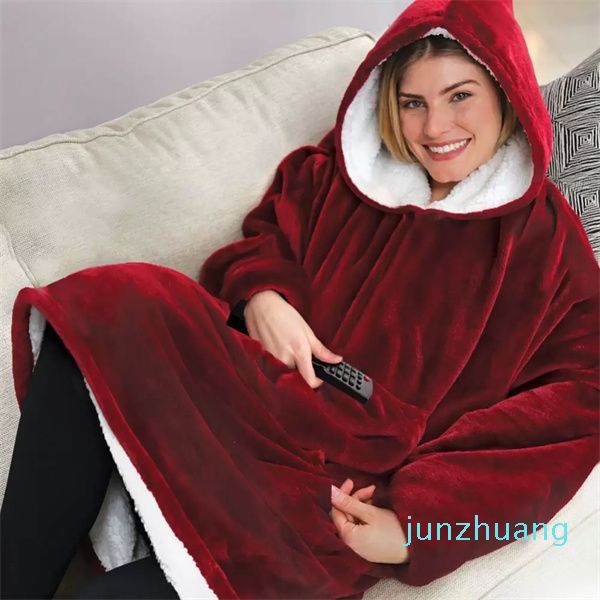 2022 Inverno all'aperto Cappotti Con Cappuccio Inclinazione Calda Accappatoio Con Cappuccio Accappatoio Felpa Pullover In Pile Coperta Per Le Donne Degli Uomini