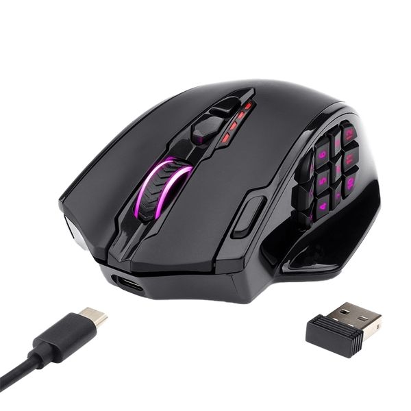 Mouse Redragon M913 2 4G Wireless Gaming Mouse 16000 DPI RGB Com 16 Botões Programáveis MMO Fps para Gamer Laptop 221103