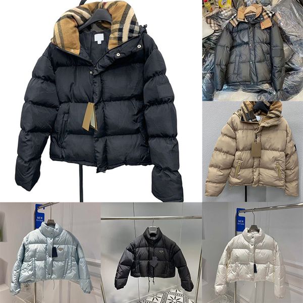 Jaqueta feminina para baixo penas quente curto algod￣o t￩rmico parkas jackas designer de design destac￡vel casaco de inverno de inverno
