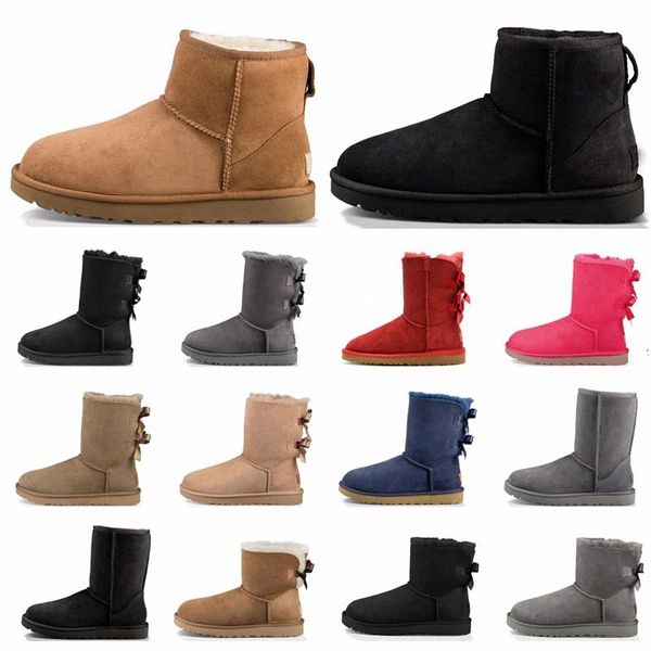 AUS Women Boots Designer Booties Классический снежный ботинок с низким луком черный серо -розовый темно -синий голубая лодыжка Короткие зимние пинетки #KDLF O4CA #