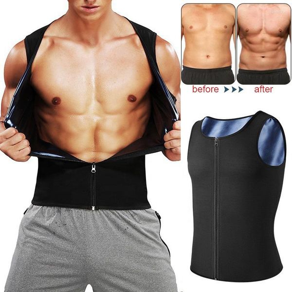 Herren-Körperformer, brennende Sauna, Taillentrainer, Männer, Reißverschluss, Weste, Schweiß, fettes Hemd, Abnehmen, Thermo-Fitness-Tops, Workout-Tank-Shaper