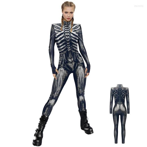 Calça de duas peças de peças de esqueleto de esqueleto halloween junção impressão cosplay skinny impressão completa para temática