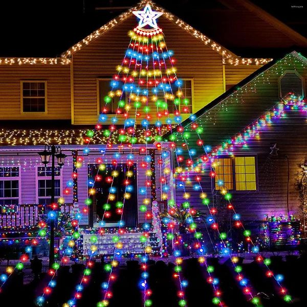Strings LED STAR String Lights Tree de Natal 8 Modos Fairy Garland Lamp for Navidad Bedroom de natal decoração de natal externo interno