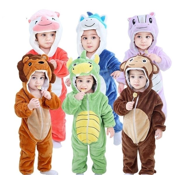 Set di abbigliamento 0-4Y Kigurumi Pigiama per bambini Cerniera Leone Dinosauro Scimmia Costume cosplay anime Flanella invernale Bambino Pigiama Bambina Tutina 221103