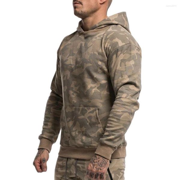 Felpe con cappuccio da uomo Felpa con cappuccio casual mimetica Uomo Felpa in cotone autunnale Palestra Fitness Abbigliamento sportivo Pullover con cappuccio maschile Top Allenamento da corsa