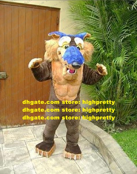 Vivid Brown Coyote Wolf Mascot Costume Mascotte Wilds Animal Raubtier Bestia selvaggia con occhi gialli Pancia gialla No.1776 Nave libera