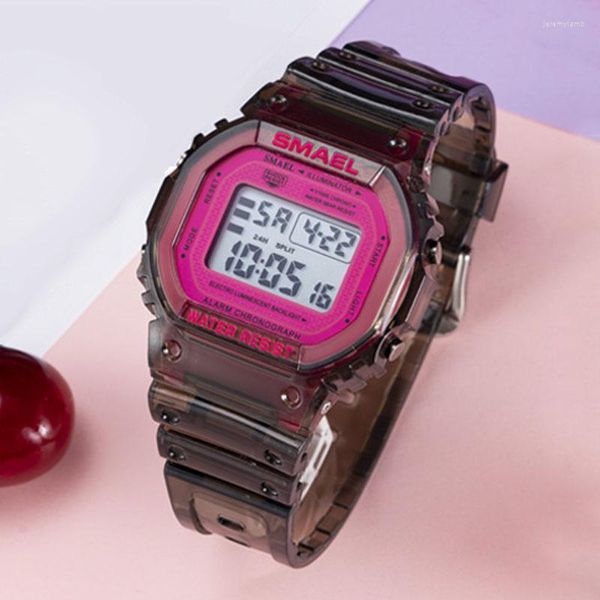 Orologi da polso da uomo trasparenti Orologio da donna LED quadrato digitale Orologi da polso sportivi vintage da polso militare Caramella impermeabile multicolore elettronica