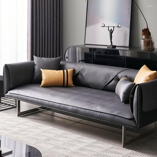 Sandalye, düz renkli deri kanepe yastık kapağı 2/3/4 koltuk kayma önleyici sofacover su geçirmez slipcover özel yapım köşe havlu