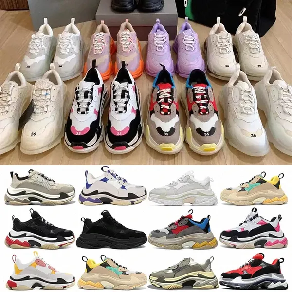 LM Designer Trainers Triple S Scarpe casual 17FW Mens Womens Paris White Letter Colorful Blue Bright Red Rice Ash Grey Green Pink DAd Retro Clunky Blac N7fx #