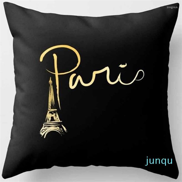 Caixa de travesseiro preto e amarelo Cushion Cover Sofá Decoração de escritório Rainbow Home 03