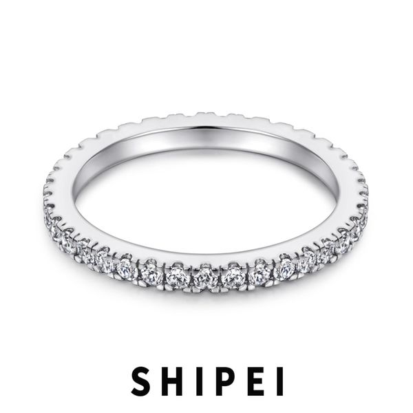 Solitärring SHIPEI Mode 925 Sterling Silber Weißer Saphir Edelstein Ehering 18 Karat vergoldet für Frauen Edlen Schmuck Großhandel 221103