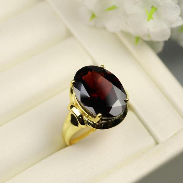 Anéis de cluster 9,5 ct Natural Black Garnet Ring Gemstone Corte oval 12 16mm jóias raras de tamanho grande 925 prata esterlina para mulheres