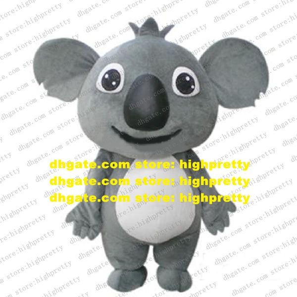 Costume della mascotte dell'orso Koala grigio Coala Cinereus Baby mascotte con grande naso nero pancia bianca adulto No.96 nave libera
