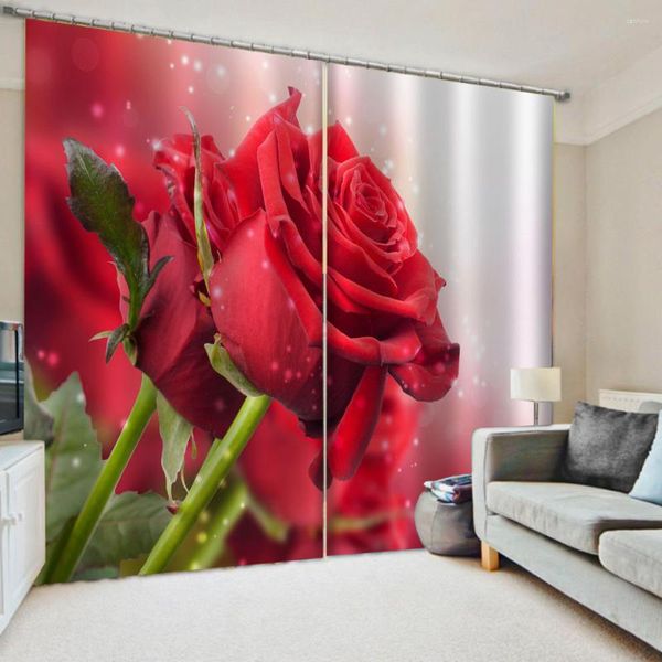 Tenda Morden Red Rose Curtains 2 Panel/Set 3D Window Wolf Stampa tende per camera da letto