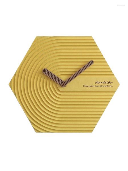 Настенные часы скандинавские роскошные большие часы домашний декор творческий тихое желтое 3D Современное наблюдение за спальней гостиной