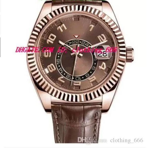 Orologio da uomo cinturino in pelle marrone automatico 326135 oro rosa orologio da polso orologi di lusso MAI INDOSSATO