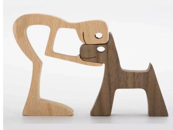 Семейный щенок деревянный собачья корабельная фигурная статуэтка настольные ремесла настольные столы настольные орнамент