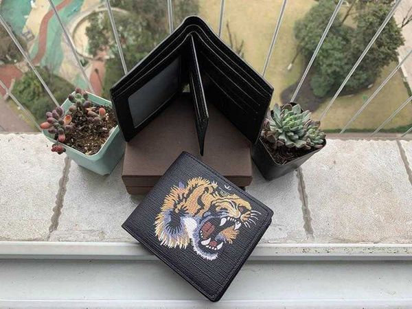 Portafoglio animale Pelle di serpente nero Ape tigre Portafogli da uomo Borsa lunga Porta carte di design Portafoglio con confezione regalo