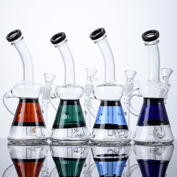 Becherglas-Bongs, Inline-Perc-Wasserpfeifen, Klein Recycle-Bong, 14-mm-Innengewinde, Wasserpfeifen, kleine Öl-Dab-Rigs-Bong mit Schüssel