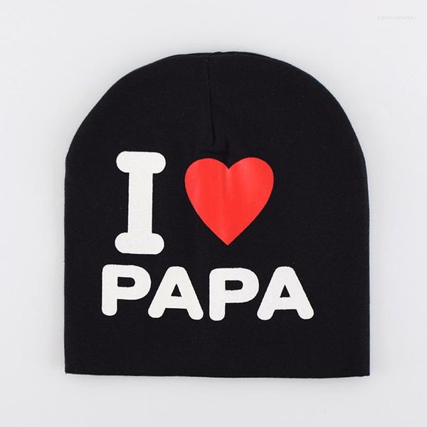 Boinas fofas chapéus de malha para menino chapéu de crochê criança Criança Cotton Cotddler I Love Papa Mama Caps