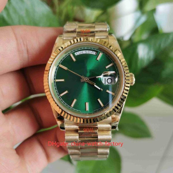 GM Factory Orologio da uomo Orologi di qualità migliore 40mm 18238 President Green Dail Oro giallo 18 carati Zaffiro CAL.3255 Movimento meccanico automatico Orologi da polso da uomo