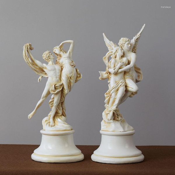 Tischuhrs kreative griechische Mythologie Gott Liebe Flügel Engel Skulptur Europäische Dekoration Wohnzimmer Bücherregal Ornamente