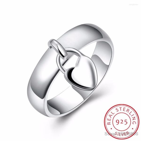 Anelli a grappolo LEKANI Anello con chiusura a cuore in argento sterling 925 Classico per donna Moda Matrimonio Festa di fidanzamento Regalo Gioielli con ciondoli